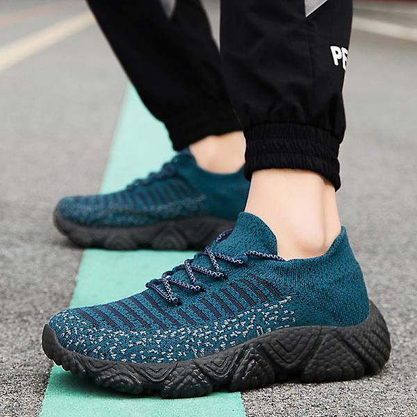 Sneakers til mænd i flugvævet - Åndbare løbesko Mode sportssko 3A830 - Blue 44