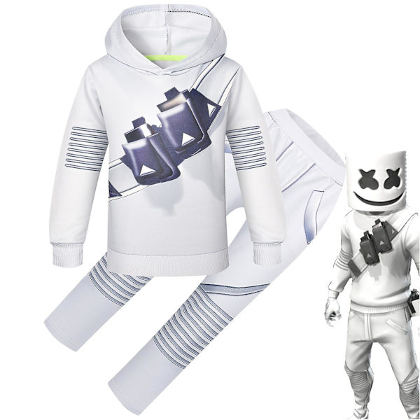 2023-dj Marshmello Kids White 3d- printed tröja Set Halloween Carnival Party Kostym R_a 140cm