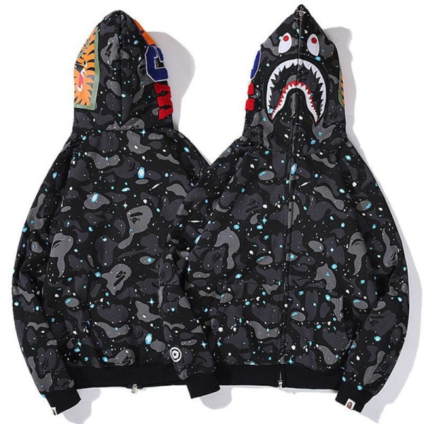 Bape huppari Shark outh Ape Camo Print Cotton Full Zip Jacket fo W Camo black M