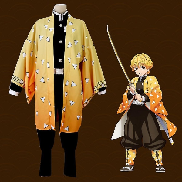 Kids Demon Slayer Animation Cosplay Kostym Outfit Set Kamado Nezuko 9-10 Years Agatsuma Zenitsu 4-5 Years