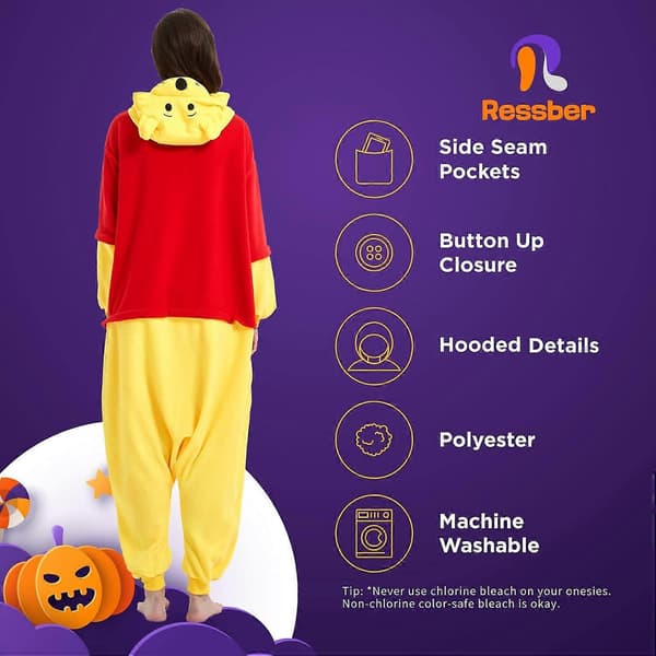 Unisex Vuxen Onesie Pyjamas Djur Heldräkt Halloween Kostym Jul Sovkläder Jumpsuit Bear Bear Large