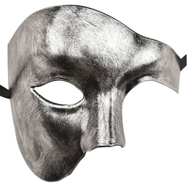Mask för män Halloween Phantom of the Opera Masquerade Mask Silver