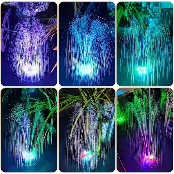 Solcelledrevet fontene 18 cm med fargerik LED-belysning -