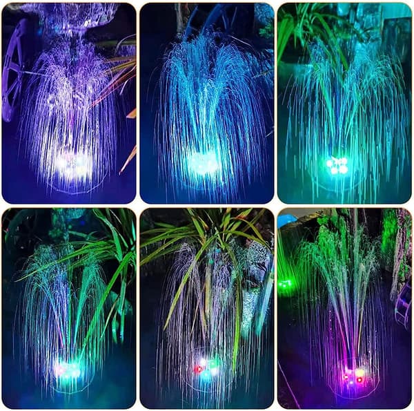 Solcelledrevet springvand 18 cm med farverig LED-belysning -
