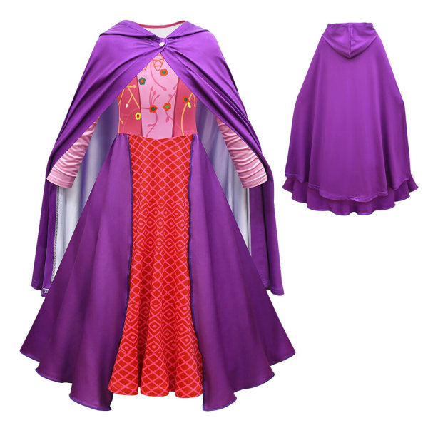 2 kpl Tyttöjen mekko Sarah Mary Sanderson Cosplay Halloween -asut - 140cm
