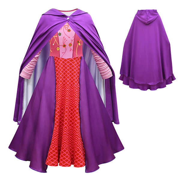 2 ST Girls Dress Sarah Mary Sanderson Cosplay Halloween Outfits W 130cm