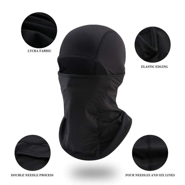 Balaklava / hjälmhuva vindtät Lycra Svart .
