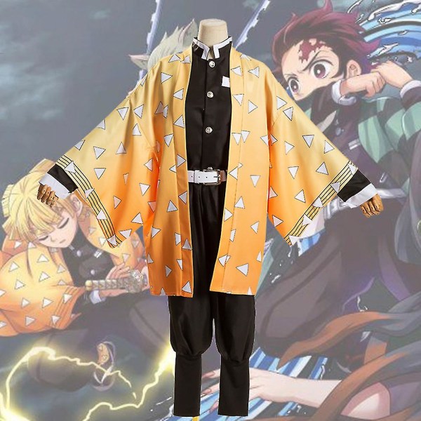 Børns Demon Slayer Animation Cosplay Kostume Outfit Sæt W Agatsuma Zenitsu 13-14 Years