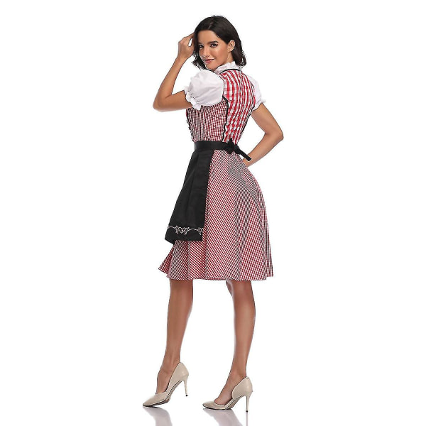 Kvindernes Oktoberfest Ølpige Kostume Bayersk Traditionel Dirndl Kjole W Black 2XL