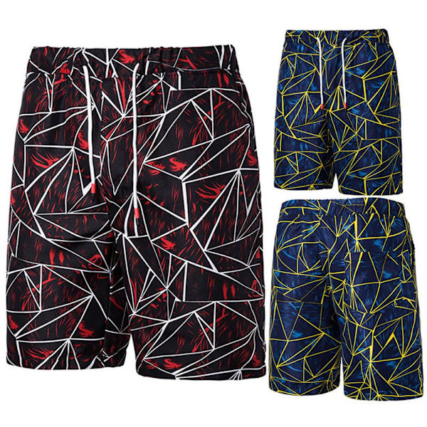 Menn sommer tidevanns casual sport fempunktsbukser mote strandbukse W Wine red 4XL