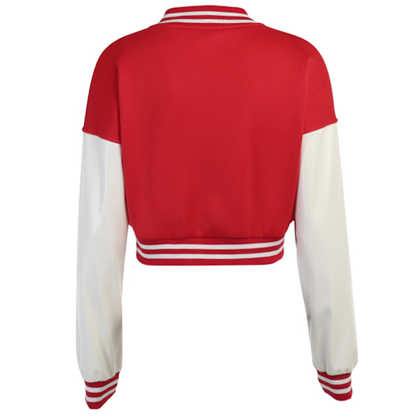 Kvinde Varsity Jakke Cropped Baseball Jakke Bomberjakker Mode Streetwear W Red L
