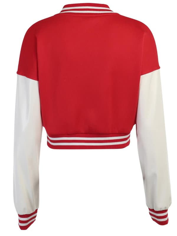 Kvinnor Varsity Jacka Cropped Baseball Jacka Bomberjackor Mode treetwear W Red S