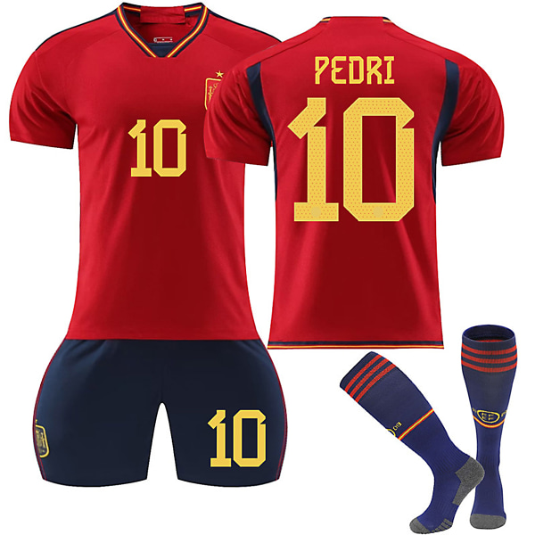 2223 Spaniens landslag Hem Tröjor PEDRI Nr.10 Paket med fotbollströjor W 30