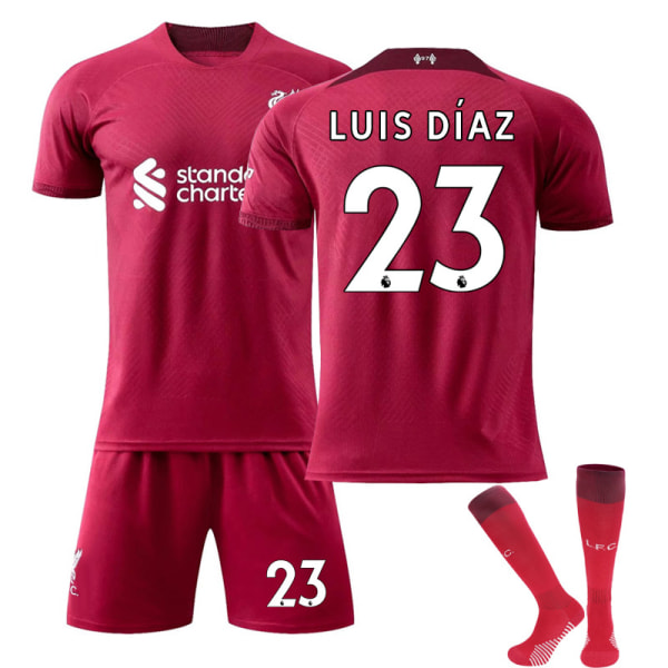 22-23 Liverpool Hemma fotbollströja för barn nr 23 Luis Diaz W 24