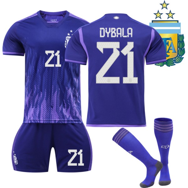 Argentina Champions Three Stars Away tröja H Dybala 21 Kids 28(150-160CM)