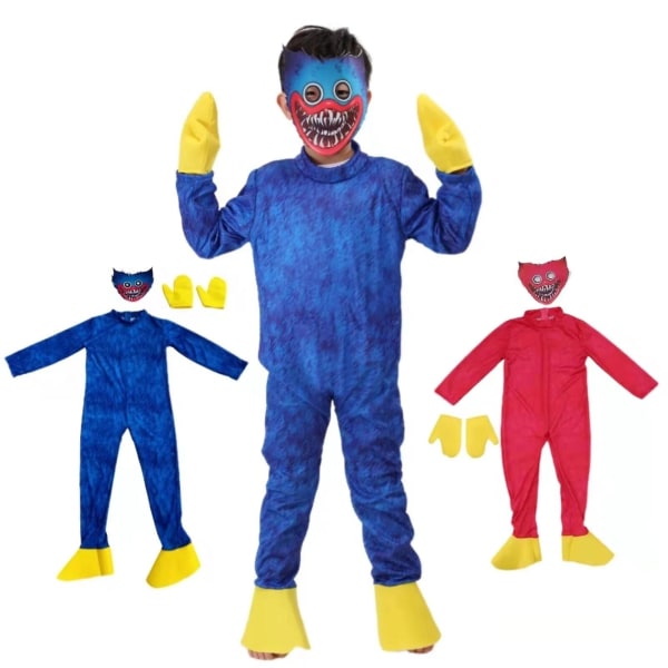 Kids Poppy Playtime Huggy Wuggy Cosplay Kostyme - Blue S