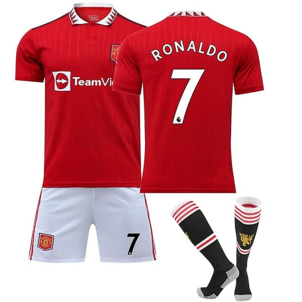 22-23 Manchester United Fotbollströja Kits Vuxen fotbollströja V7 RONALDO 7 Kids 28(150-160)