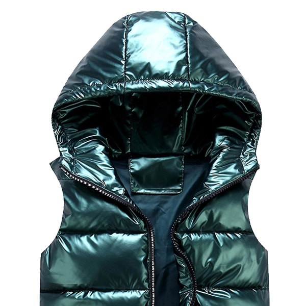 Sliktaa Unisex Shiny Vandtæt Ærmeløs Jakke Letvægts Puffer Vest Z Green L