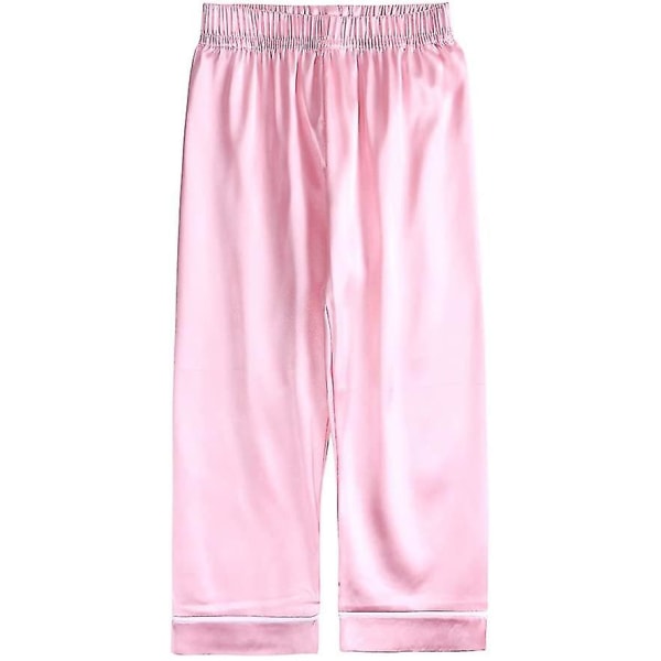 Satin Pyjamas Set för barn: Sovkläder med knappar och shorts Pink Suit for height 110 to 120cm