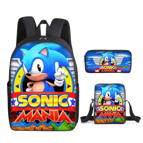 Ny Sonic børneskoletaske animeret 3d-printet rygsæk Sonic børne rygsæk i tre sæt Y #23