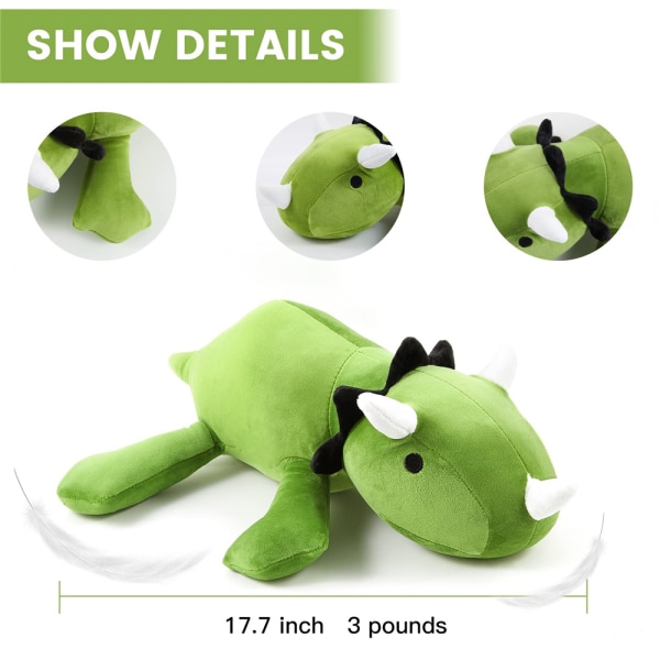 Dinosaur plys bamse vægtet plys legetøj kastepude xZ green 45cm
