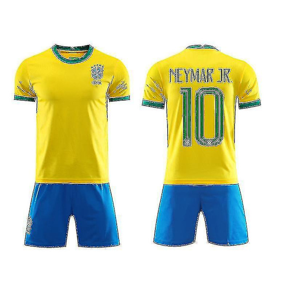 Regenboghorn Barn Fotbollssatser Fotbollströja Träningströja kostym 21/22-2a Neymar Brazil 26 (140-150 cm)