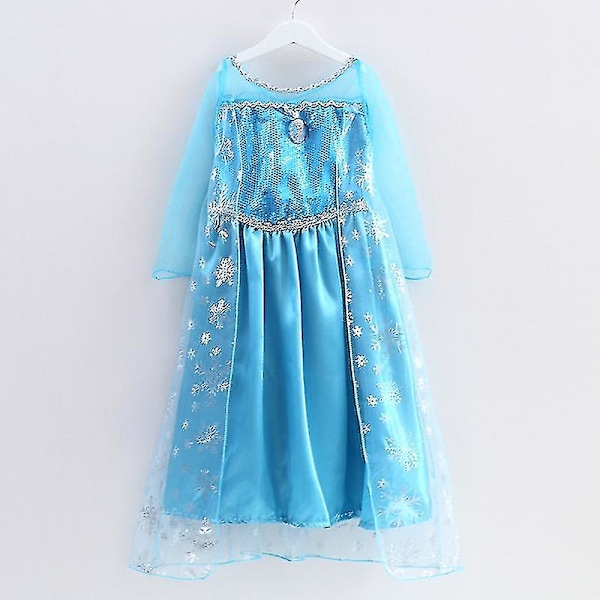Cosplay Kostyme Fancy Dress Up Barn Jenter Queen Elsa Princess Kjoler - 4-5 Years