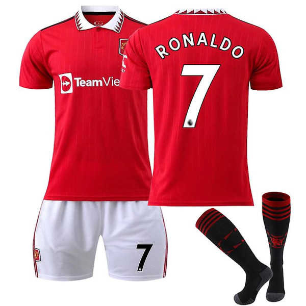 22-23 New Manchester United tröja Fotbollströja xZ RONALDO 7 Kids 24(130-140CM)