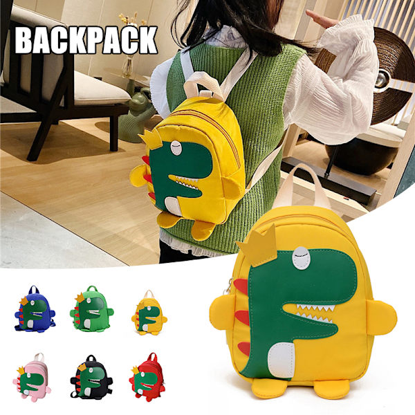 Tecknad Dinosaur Barn Ryggsäck Med Sele Mjuk Älskvärd Design Slitstark Lätt Långvarig För Barn Y Red