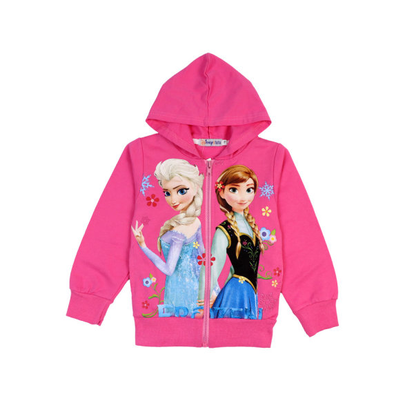 Barn Piger Frøken Elsa Anna Jakke Varm kip Hoodie Yderbeklædning k Rose red 140cm