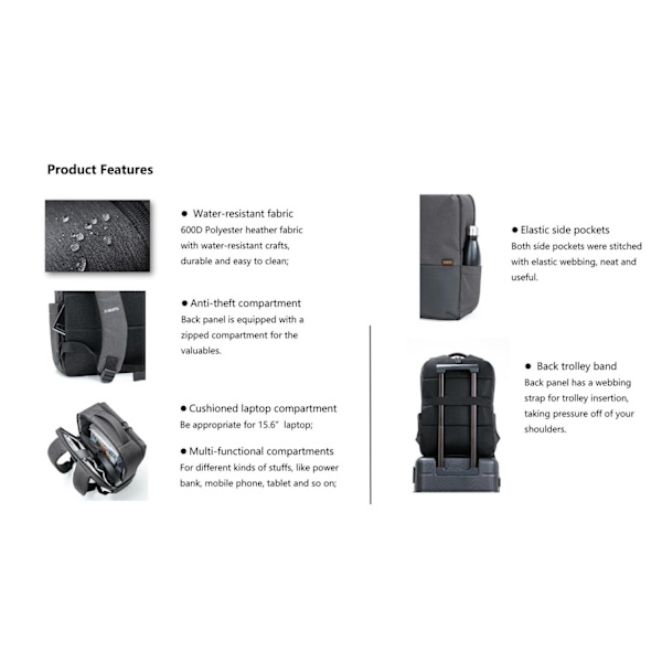 Xiaomi Commuter Backpack (Tumma Harmaa) Y