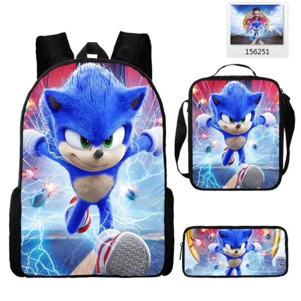 Ny Sonic børneskoletaske animeret 3d-printet rygsæk Sonic børne rygsæk i tre sæt Y #21