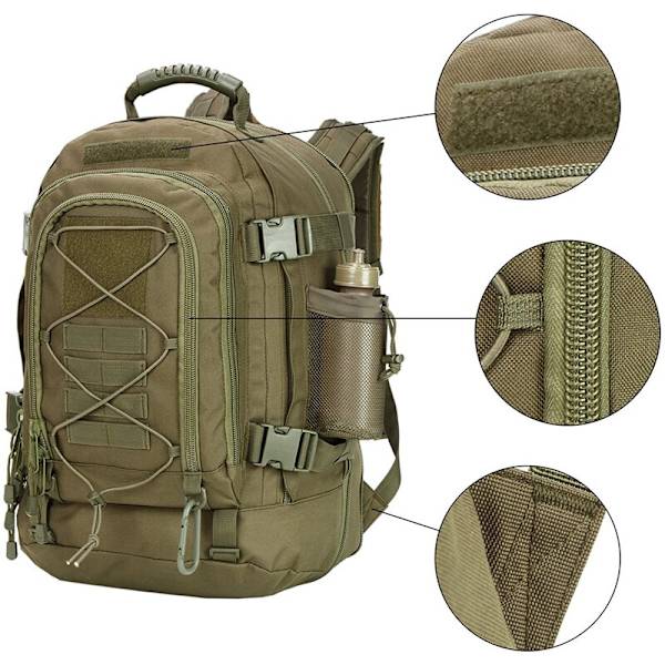 60L Suuri sotilastaktinen reppu Army Molle Assault Reppu Miehet Reput Matkustaminen Leirintä Metsästys Vaellus Laajennettava reppu Y GREY