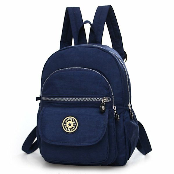 Kvinnor Nylon Mini Ryggsäck Handväska Liten Ryggsäck Axel Ryggsäck Resväskor Y Deep Blue