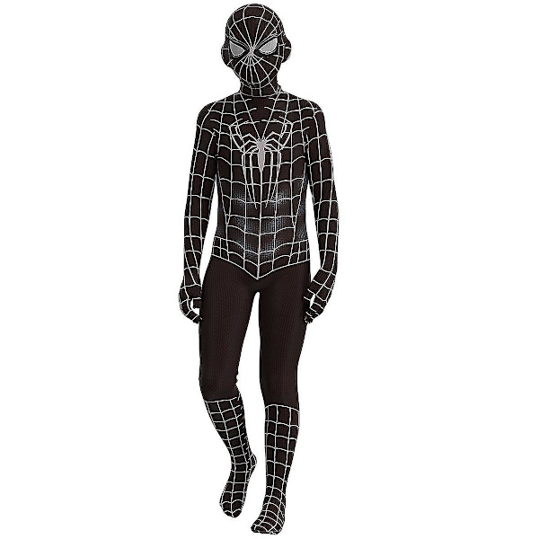 Svart Spiderman Cosplay Kostym Party Jumpsuit Monterade barnkläder 110cm