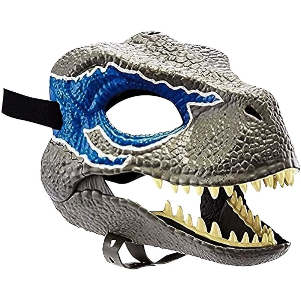 Blå dinosaurmaske Jurassic World Raptor Dinosaur tilbehør Dino Cosplay rekvisitter Festival Karneval Gaver W