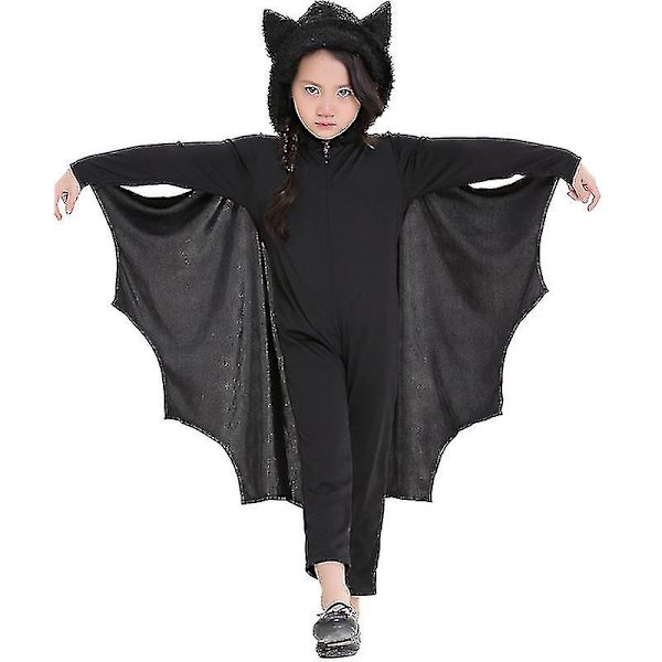 Børns sort flagermus kostume Halloween S