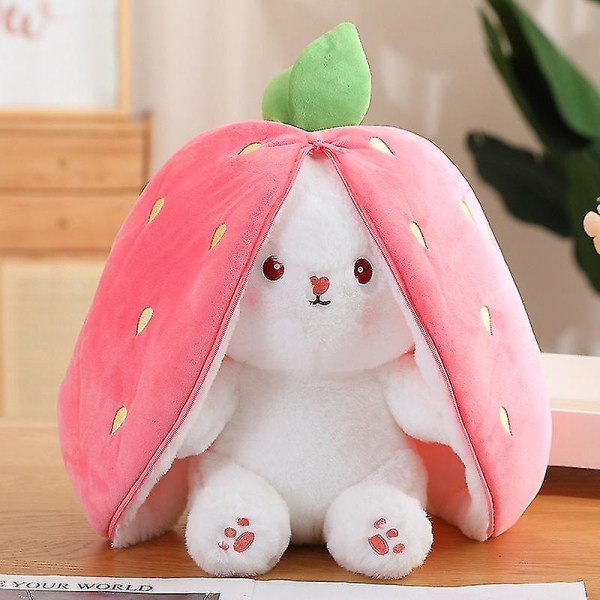 Kanit Muppleksaker Vändbara Morötter Jordgubbar Kaninkudde Plyschleksaksdocka För Pojkar Flickor Presenter strawberry 18cm