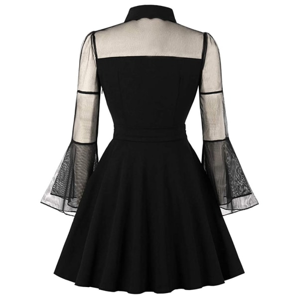 Kvinders Keyhole Mesh Bell ærmeløs gotisk cocktail vintage - L