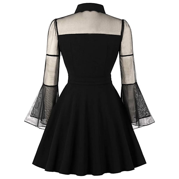 Kvinners Keyhole Mesh Bell Ermet Gothic Cocktail Vintage - L