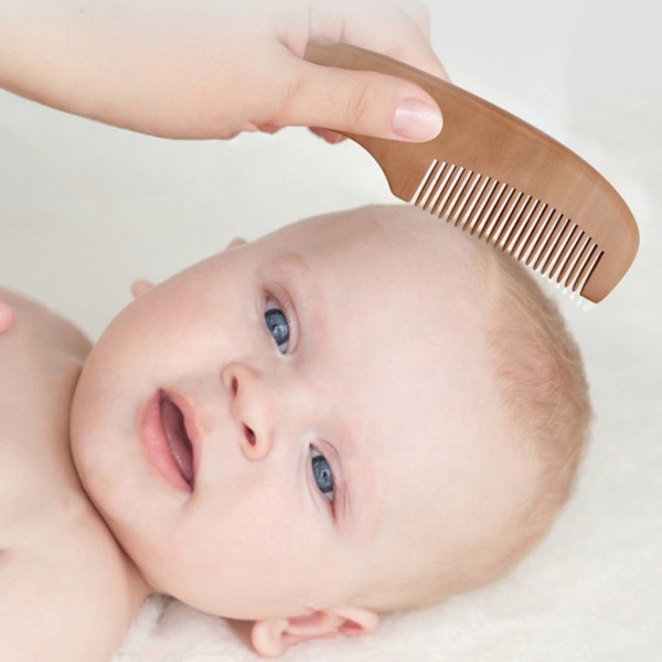 Baby & sett Trehåndtak Baby rund hårbørste Naturlig geitebørste Cradle-Cap børste for småbarn