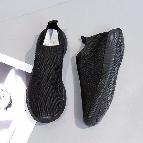 Dam Walking Sneakers Stickade Mesh Slip On Shoes Andas Flat Pumps Casual Trainers W Black 36