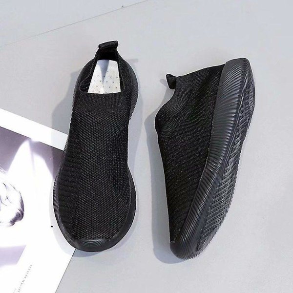 Dam Walking Sneakers Stickade Mesh Slip On Shoes Andas Flat Pumps Casual Trainers W Black 37