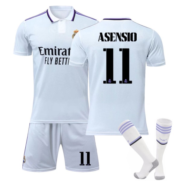 Real Madrid Fc Fotbollströja Kit Fotbollsuniformer Set W ASENSIO 11 26 (140-150cm)