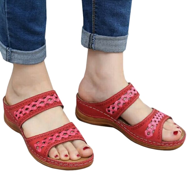 Dam Sandaler Mode Kilar Skor Sandaler Flip Flop Red 42