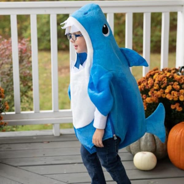 Haj kostym för barn Halloween Cosplay kostym blå 100cm - red 110cm