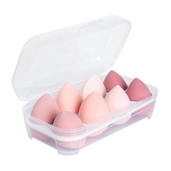 Sminksvamp, våt og tørr sett, flytende blender, pulver, krem, flerformet foundation sminkeverktøy Sett med gaveeske Pink