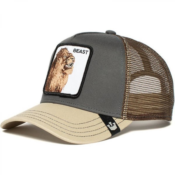 Unisex Mesh Trucker Hat Firkantet Patch Cap til kvinder Klassisk justerbar almindelig hat (Beast Lion)