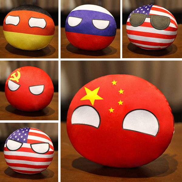 10 cm Country Ball Plyschleksak Polandball hänge Countryball xZ 1(China smile)