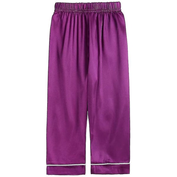 Satin Pyjamas Set for barn: Nattøy med knappar og shorts Purple Suit for height 140 to 150cm